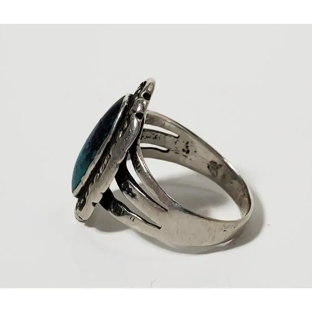 Vintage Sterling Silver Turquoise Ring Size 6.5